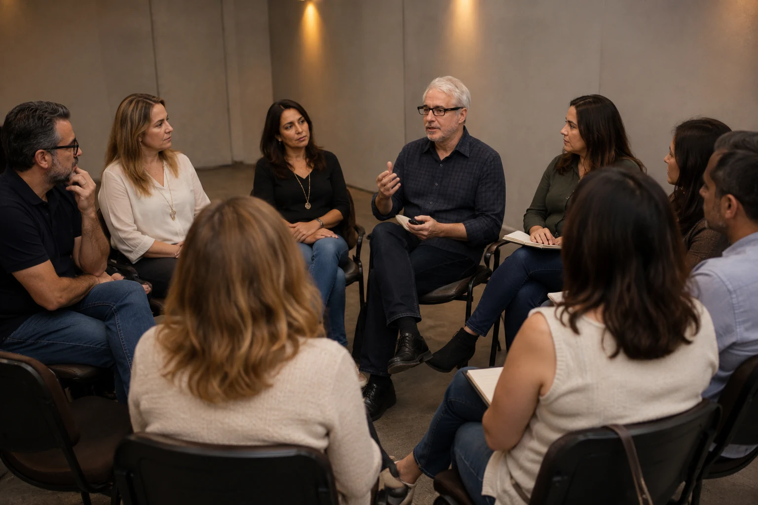 Reunião de grupo em círculo